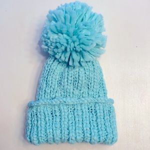 Fluffy Aqua Pom Hat